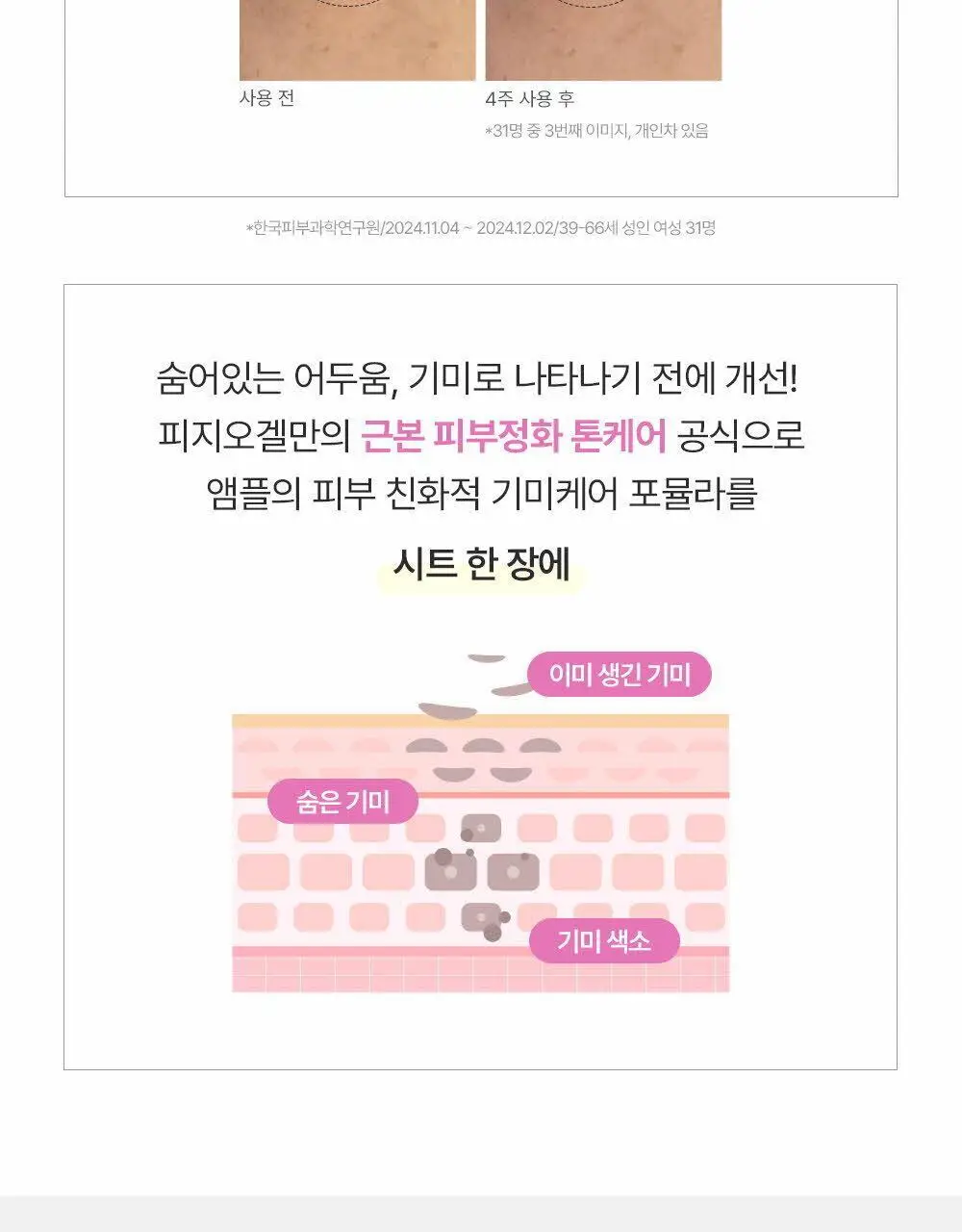 [한정기획] 피지오겔 사이언수티컬즈 디멜라나이저 토닝 앰플 세럼 마스크 3+1매 상세페이지 10